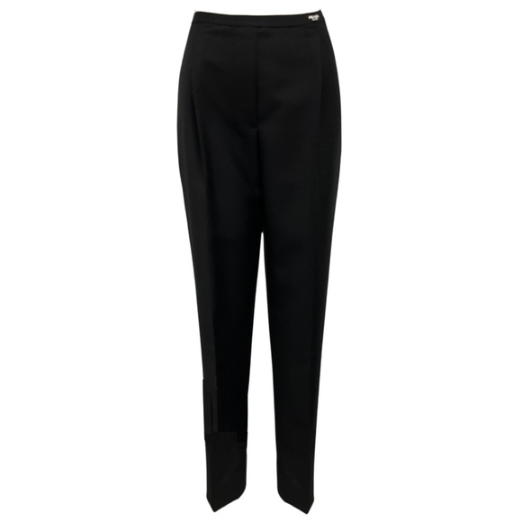 PRADA BLACK 2022 LOGO DETAIL MOHAIR AND WOOL TROUSERS - Picture 1 of 7